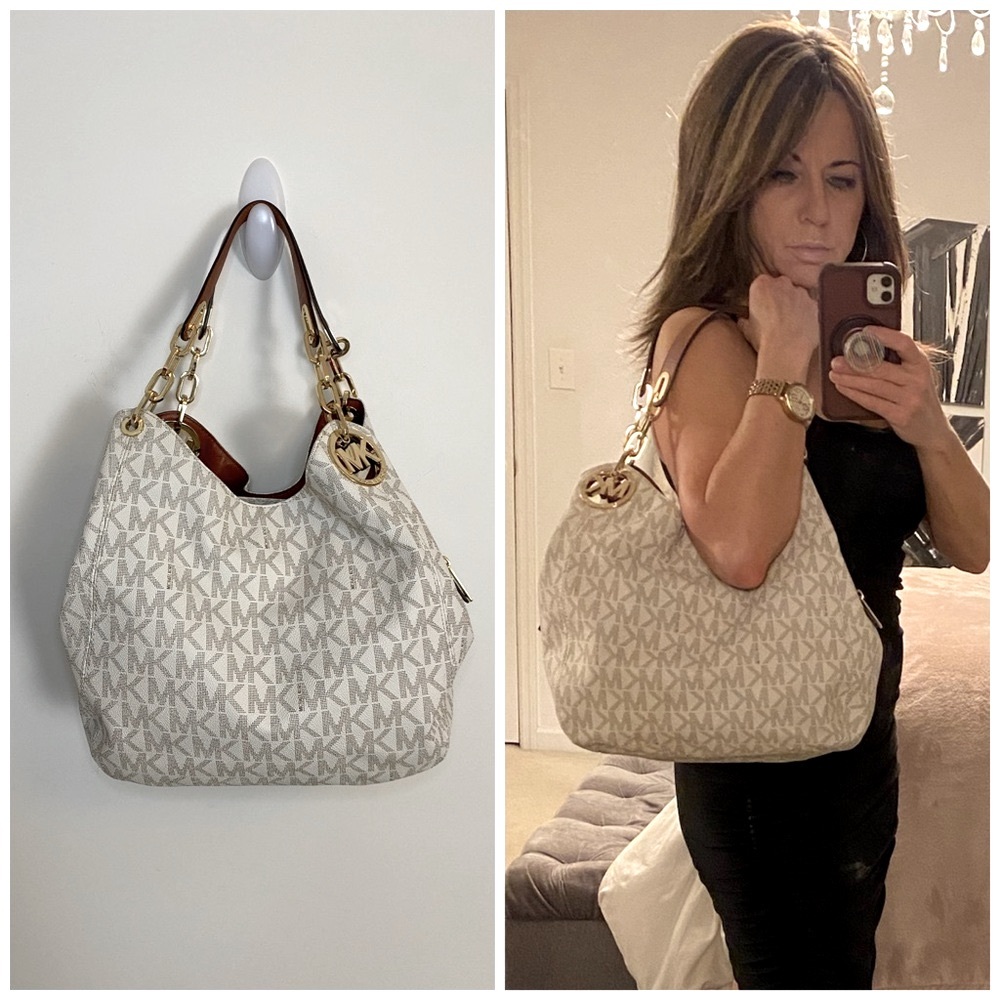 Michael Kors Beige Monogram Shoulder Bag